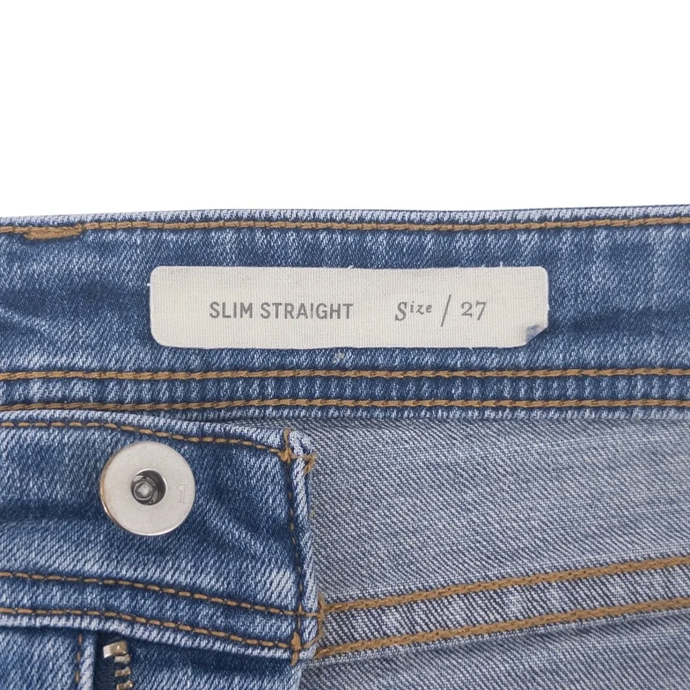 Anthropologie Pilcro Women's Size 27 Slim Straight Jeans Blue Raw Hem 25